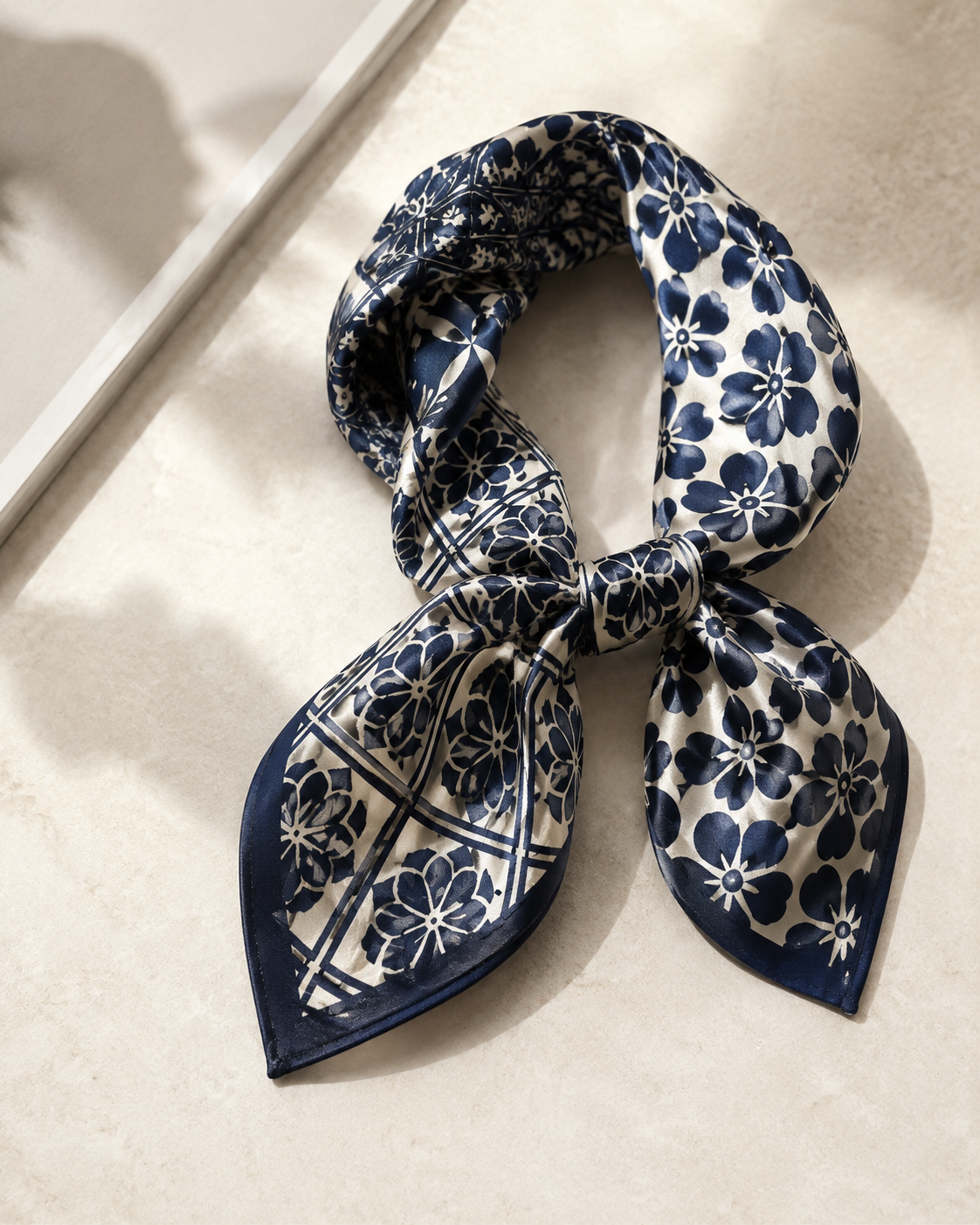 TÁCITA Lenço de Seda 68, Azul porcelana