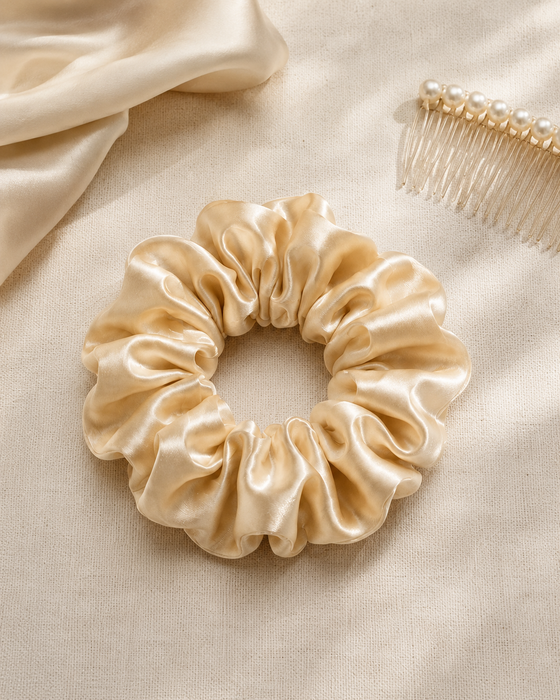 TÁCITA Scrunchie de Seda, Champagne